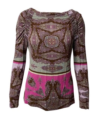 Blusa com estampa Etro Paisley em seda multicolorida - Imagem 1 de 4