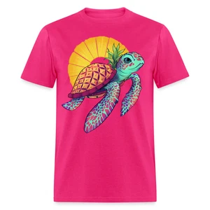 Tropical Pineapple Sea Turtle Unisex Classic T-Shirt - Picture 1 of 12