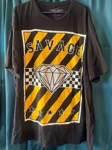 Eighty Eight “SAVAGE” Graphic T-Shirt – XXX-Large Black with Bold Yellow & Check - Picture 1 of 2