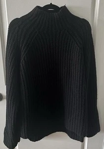 THEORY BLACK TURTLENECK SWEATER THICK BLACK SIZE LARGE ORIGINAL PRICE $109 - Picture 1 of 6