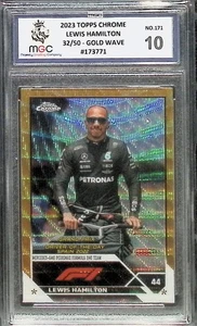 Lewis Hamilton Mercedes Gold Wave 32/50 Topps Cromo F1 2023 MGC 10 no PSA - Imagen 1 de 3