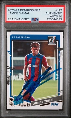 2023-24 Panini Donruss FIFA #177 Lamine Yamal Clasificado Novato PSA AUTÉNTICO AUTOMÁTICO 10 Foto 1 de 3