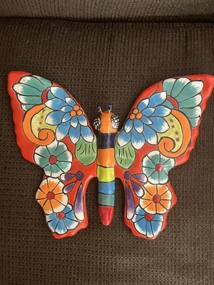 Mariposa Talavera Mexicana 9” X 10” Cerámica Mariposa Arte Popular Cerámica Foto 1 de 4