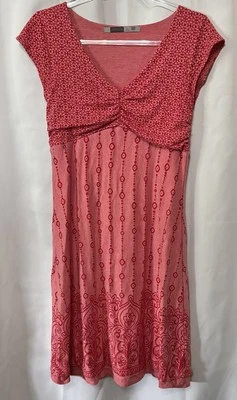 Vestido Athleta Para Mujer Dhara Burnout Cuello en V Manga Gorra Línea A Pequeño Rojo Informal Foto 1 de 4