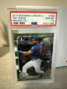 Tim Tebow 2019 Bowman Chrome X Green Xfractor 1st RC 19/31 PSA 10 Rookie Mint - Picture 1 of 2