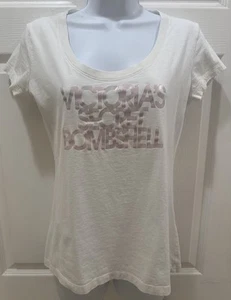 Camiseta Victoria's Secret Blanca Bombshell Camiseta Mediana Rosa Logo Manga Corta - Imagen 1 de 7
