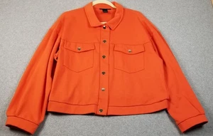 ASHLEY STEWART Jacket Women 18 20 Orange Long Sleeve Snap Button Pockets Stretch - Picture 1 of 12