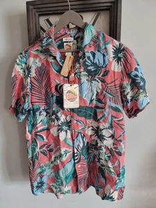 C & C California 100% Linen Button Up Shirt Mens Size S Summer Bright Tropical. - Picture 1 of 10