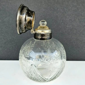 Antique Birmingham Sterling Silver & Cut Glass Perfume Bottle - Picture 1 of 16