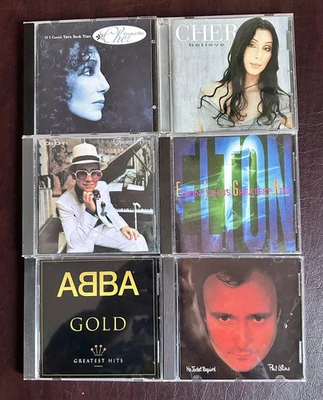 6 CD Lot - Cher, Elton John, ABBA, Phil Collins Foto 1 de 4