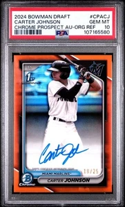 CARTER JOHNSON 2024 Bowman Draft Auto Orange Parallel 1st /25 PSA 10 Marlins - Picture 1 of 2