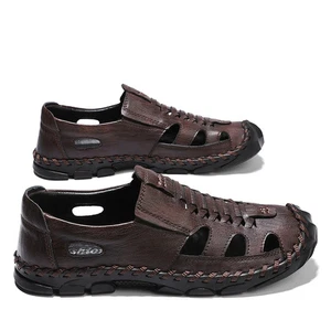 Lässige handgefertigte weiche Leder Outdoor Strand Spaziergang Sandalen für Männer Schuhe - Bild 1 von 18