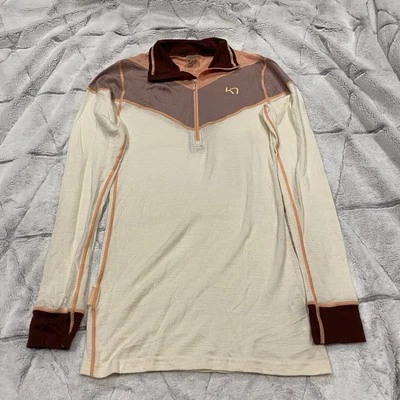 Capa Base Kari Traa 1/4 Cremallera Mujer Mediana Crema Mezcla Lana Agujeros para Pulgares Atléticos Foto 1 de 4