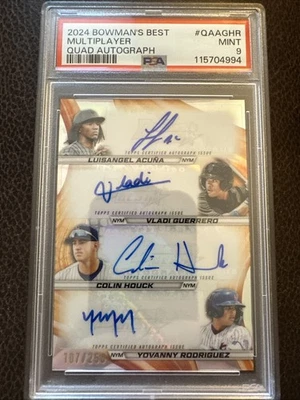 ACUNA GUERRERO HOUCK RODRIGUEZ 2024 BOWMAN'S BEST QUAD AUTO PSA 9🤌METS 107/250 - Image 1 of 3