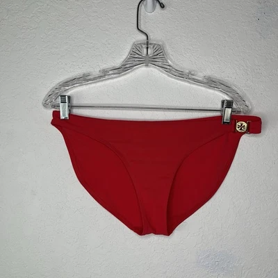 Tory Burch 红色比基尼底部带金色奖章标志 尺寸 L、海滩、游泳池、游泳 — 第 1/4 张图片