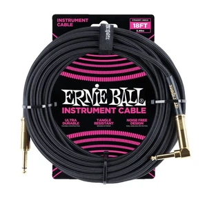 Ernie Ball P06086 18' Braided Straight/Angle Instrument Cable - Black w/Gold - Picture 1 of 1