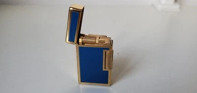 RARISSIMO ACCENDINO DUPONT LIGNE 1 PLACCATO BLU E ORO - Immagine 1 di 4