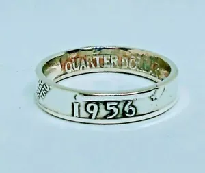Münzring handgefertigt aus US SILBER QUARTER 1940-1964 GRÖSSEN 4-8,5 DÜNNES BAND - Bild 1 von 3