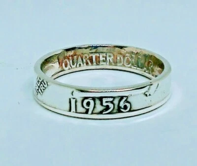 Coin ring handmade from US SILVER QUARTER 1940-1964 SIZES 4-8.5  THIN BAND - Image 1 of 3