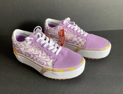 Zapatilla deportiva con cordones Vans Platform para mujer lavanda blanca amarilla gamuza lona talla 6,5 Foto 1 de 4