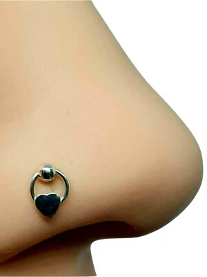 Anello schiavo borchia naso cuore 5 mm 22 g (0,6 mm) argento 925 10 mm dritto... - Immagine 1 di 4