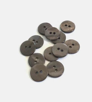 12 Buttons Brown Iridescent Natural Real Shell 2-Hole Sewing 12 mm #BR32 - Image 1 of 4