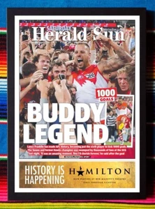 Framed 2022 SYDNEY SWANS AFL Poster LANCE FRANKLIN 1000 Goals - 45 x 32 x 3cm - Picture 1 of 4