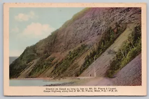 Quebec años 30 P.Q. Postal UNP Canada Gaspe Highway Mt St. Pierre coloreada a mano - Imagen 1 de 2