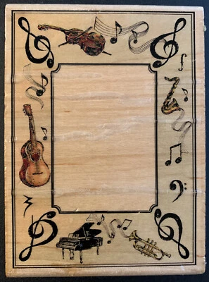 Inkadinkado Music Frame Piano Trumpet Guitar Rubber Stamp - Image 1 of 3