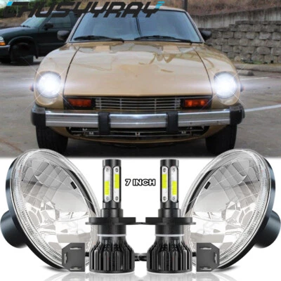 Par de faros LED redondos de 7 pulgadas H4 haz alto/bajo para Datsun 240Z 260Z 280Z 280ZX Foto 1 de 4