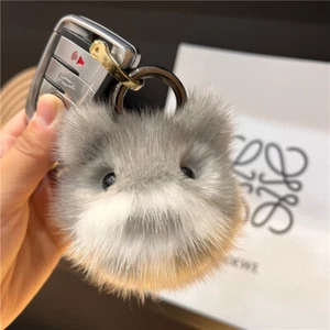 Lindo Llavero Bolso Colgante Teléfono Piel Totoro Bola de Piel de Visón Real - Imagen 1 de 9