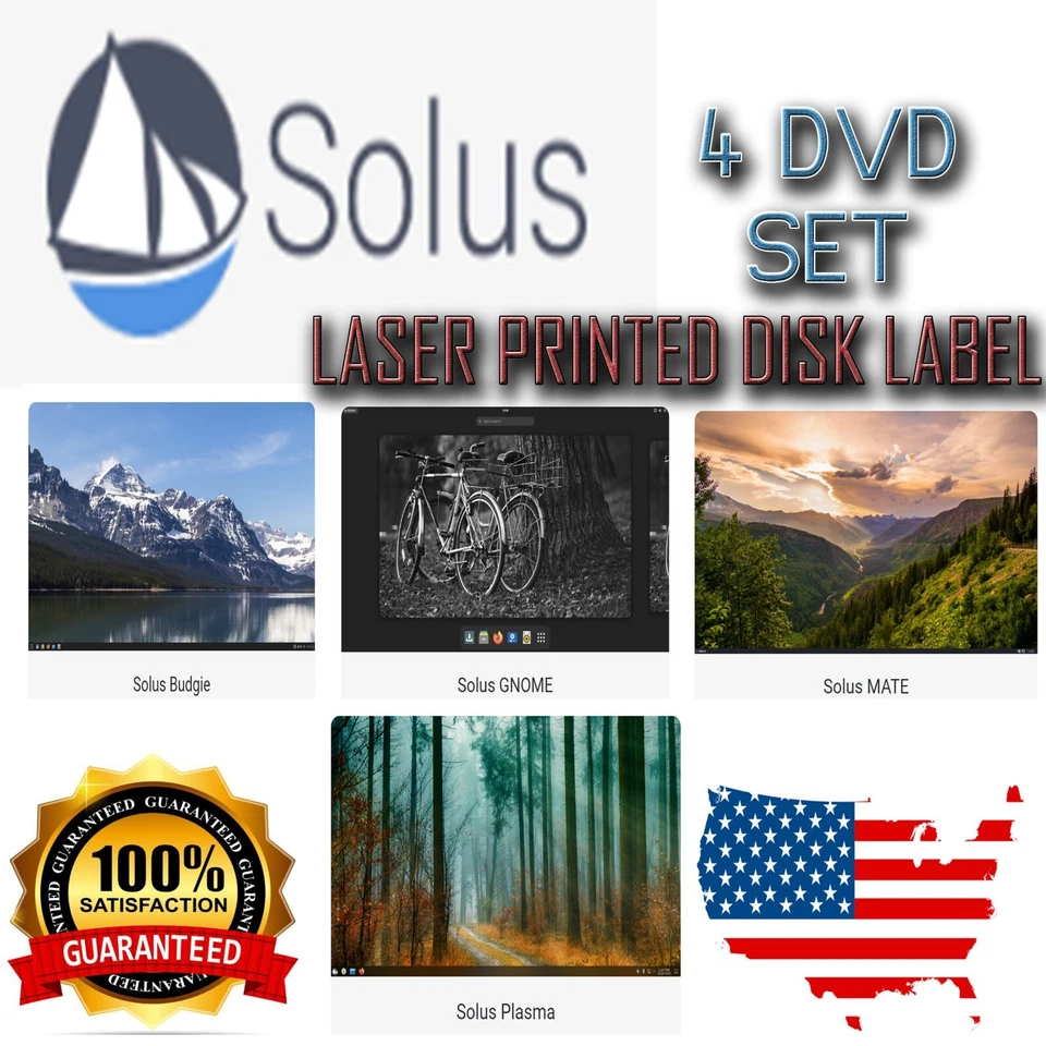 Solus 4.3 | 4 DVD Set | Linux Operating System  | Fast Shipping from the USA! - Image 1 of 1