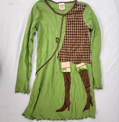 Vestido Sweet Potatoes Manga Larga Niña Talla MEDIANA Verde Marrón Botas Scottie Dog Foto 1 de 4