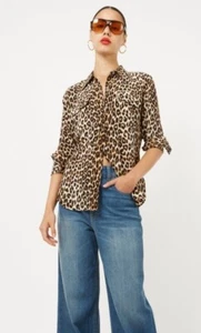 $295 NWOT Equipment Slim Signature Silk Blouse Top in Natural Leopard Sz S - Picture 1 of 9
