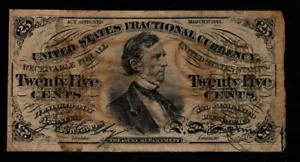 US 25c Fractional Currency Note 3rd Issue Green Back (AH) - Picture 1 of 3