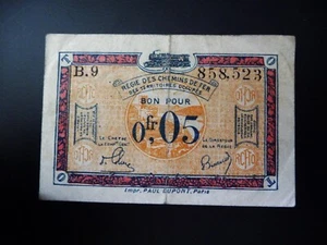 BILLET DE NECESSITE 5 centimes REGIE DES CHEMINS DE FER - Picture 1 of 2
