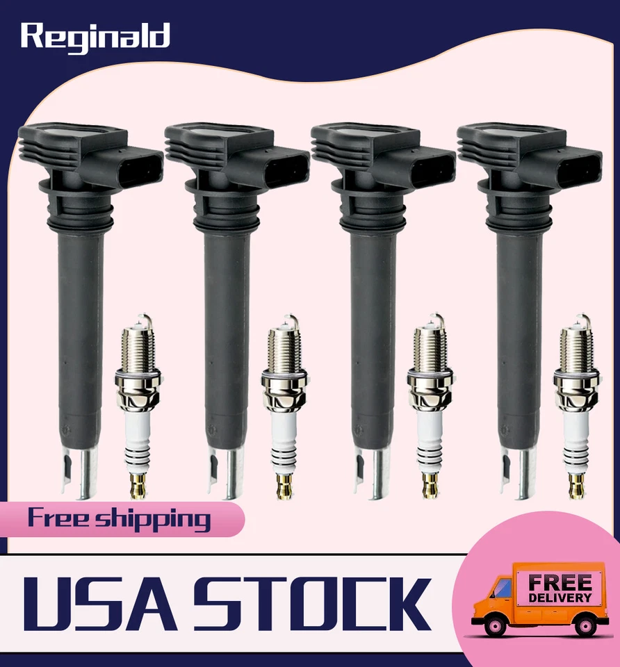 4X Upgrade Ignition Coils & Plugs For 2009-2016 AUDI/VW A3 A4 A5 JETTA 06H905115 - Image 1 of 4