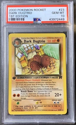 Pokémon Card 1st Ed. Dark Dugtrio Rare PSA 10 Gem Mint, Team Rocket #23 2000 (1) - Image 1 of 3