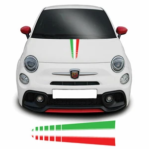 Line Fade Italian Flag Bonnet Stripe For Fiat 500 595 Abarth Vinyl Decal Graphic - Picture 1 of 3