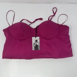 Sujetador corsé recortado sinceramente Jules talla mediana rosa frambuesa espalda elástica - Imagen 1 de 23
