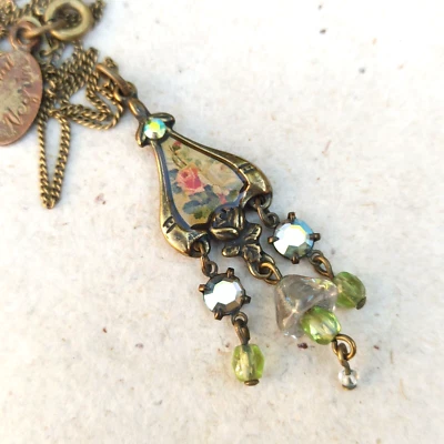 Collar Michal Negrin Rosas Románticas Retro Delicado Colgante Cristales Regalo Nueva Caja Foto 1 de 4