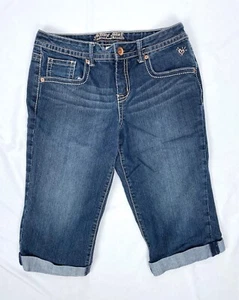 Justice Girls 14 1/2 Simply Low Capris Denim Jean Pants Rolled Hem - Picture 1 of 5