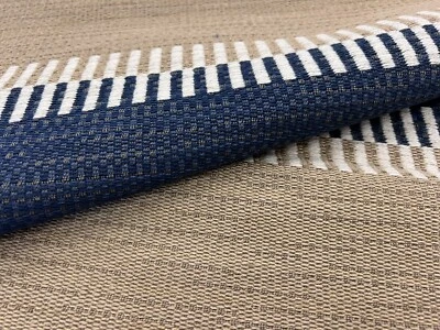 Lee Jofa Striped Upholstery Fabric- Dorinda Stripe Camel Indigo 6 yd 2012128.650 - Image 1 of 3