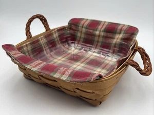 "Cesta de pastelería Longaberger cuadrada de 10"" con firmas de 3 lb, 2 forros 1 protector" - Imagen 1 de 10