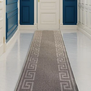 Custom Size Hallway Runner Greek Key Gray-Light Gray 26"&31"By Your Length - Picture 1 of 6