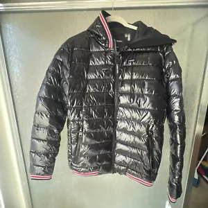 Herren Größe Small Calvin Klein glänzend schwarz gefütterte Jacke wasserabweisend CM152956 - Bild 1 von 6