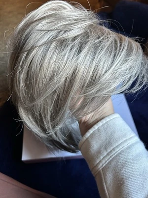 Peluca Cabello Sintético Aspecto Natural Estético Diseños Corto Gris Foto 1 de 4