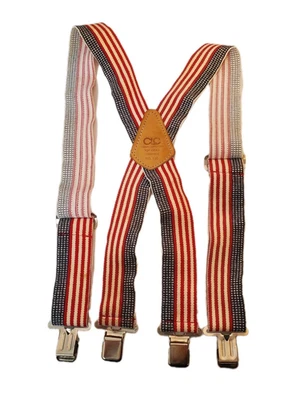 CLC Custom Leather Craft 2"  Suspenders Top Grain Cowhide Adjustable USA Flag - Image 1 of 4