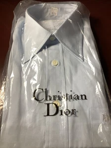 Vintage Christian Dior Chemises NWT Blue 15.5/3 100% Cotton Paris/New York  - Picture 1 of 4