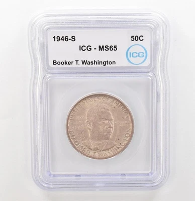 1946-S Booker T Washington Commemorative Half Dollar MS65 ICG Nice Tone *3903 - Image 1 of 3